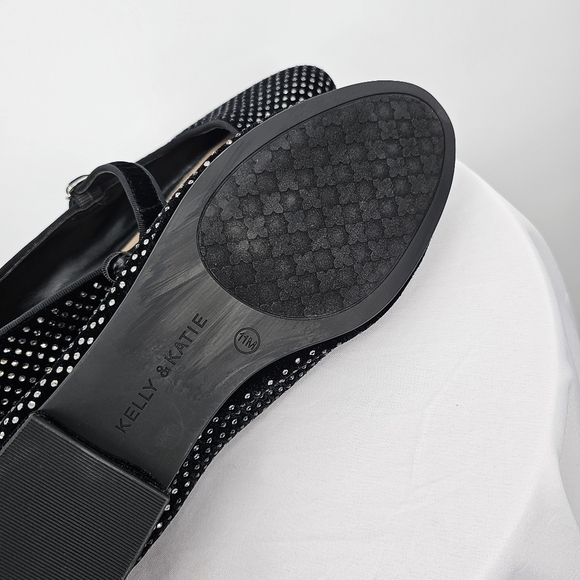 Kelly & Katie Black Velvet Ballet Flats with Rhinestones Size 11 - Picture 6 of 8